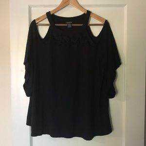 Torrid Black Crochet Cold Shoulder Top